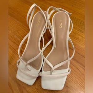 White Aldo low heels
